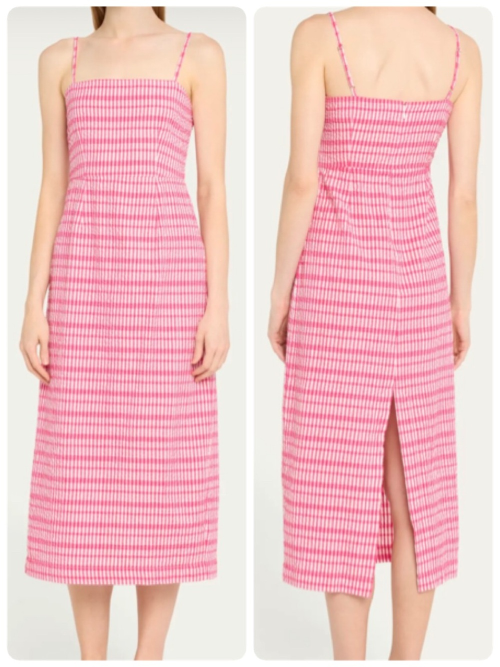 Ciao Lucia Lareina Seersucker Midi Pencil Dress Pink White Sundress Medium M
